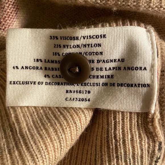 Sparrow Anthro Embellished Floral Leopard Ruffle Draped Cashmere Cardigan - XS - Picture 10 of 13